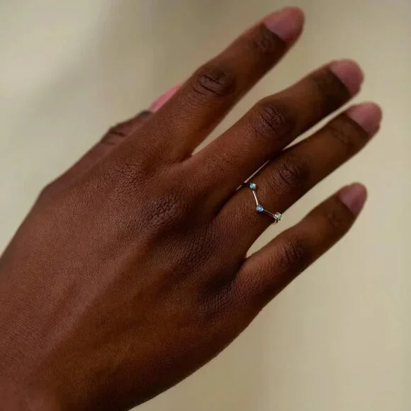 WWAKE Three-Step Triangle Opal Ring - Size 5 - Picture 2 of 9